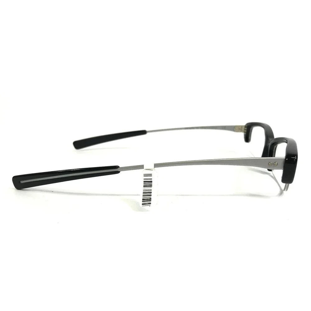 Onkel Eyeglasses Frames Spyk Col 01 Black Silver Rectangle Half Rim 50-16-140